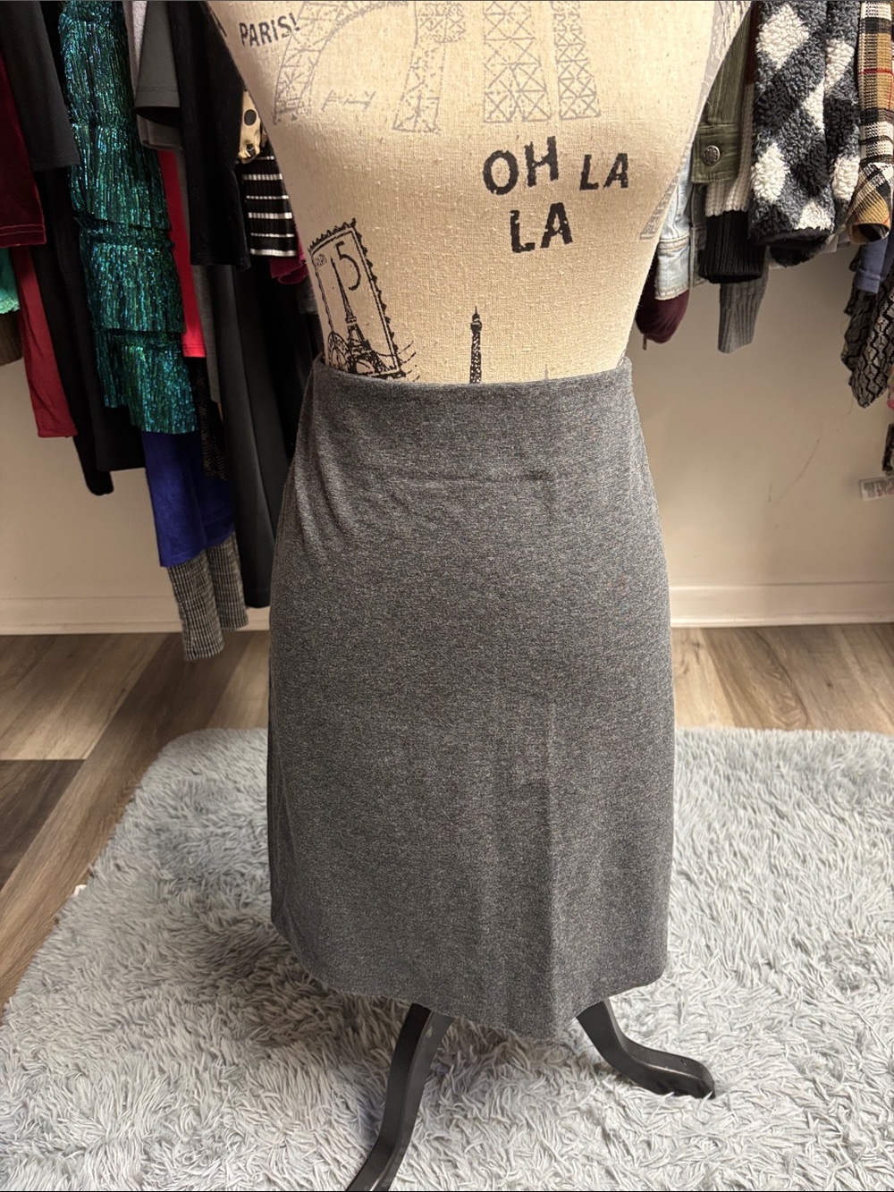 Dark Heather Gray Ponte-Knit Pencil Skirt
